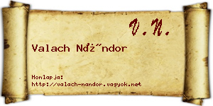 Valach Nándor névjegykártya